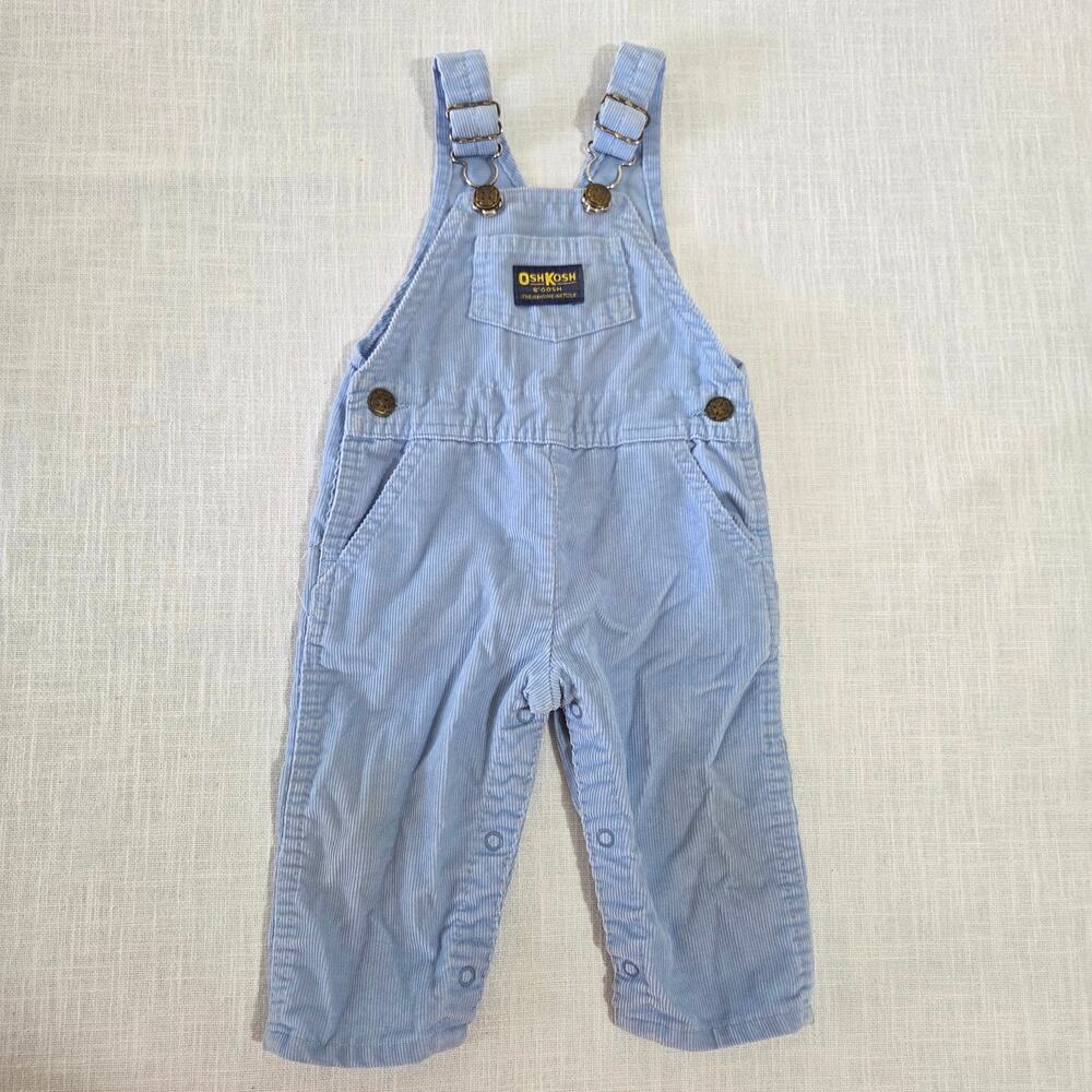 Vintage 90s Oshkosh Blue Cord Overalls 9-12 months